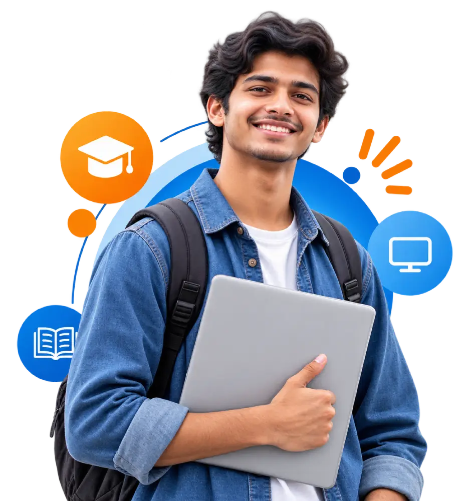 Student holding a learning notebook